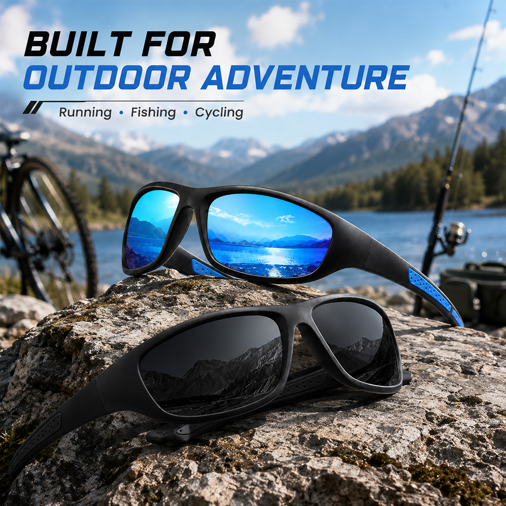 Lunettes de soleil de sport pour hommes, lunettes de soleil polarisées pour hommes avec protection UV pour la course à pied, le cyclisme, la pêche