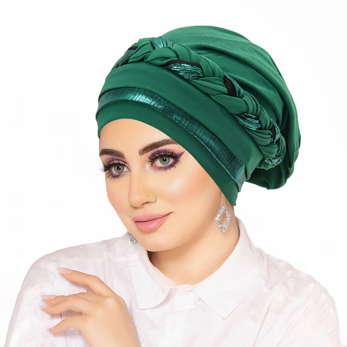 Nouveau Turban Hijab Scintillant 2026 pour Femme, Bonnet Chimio Musulman, Foulard Tressé, Couvre-tête, Bonnet pour Perte de Cheveux, Coiffe Islamique Femme