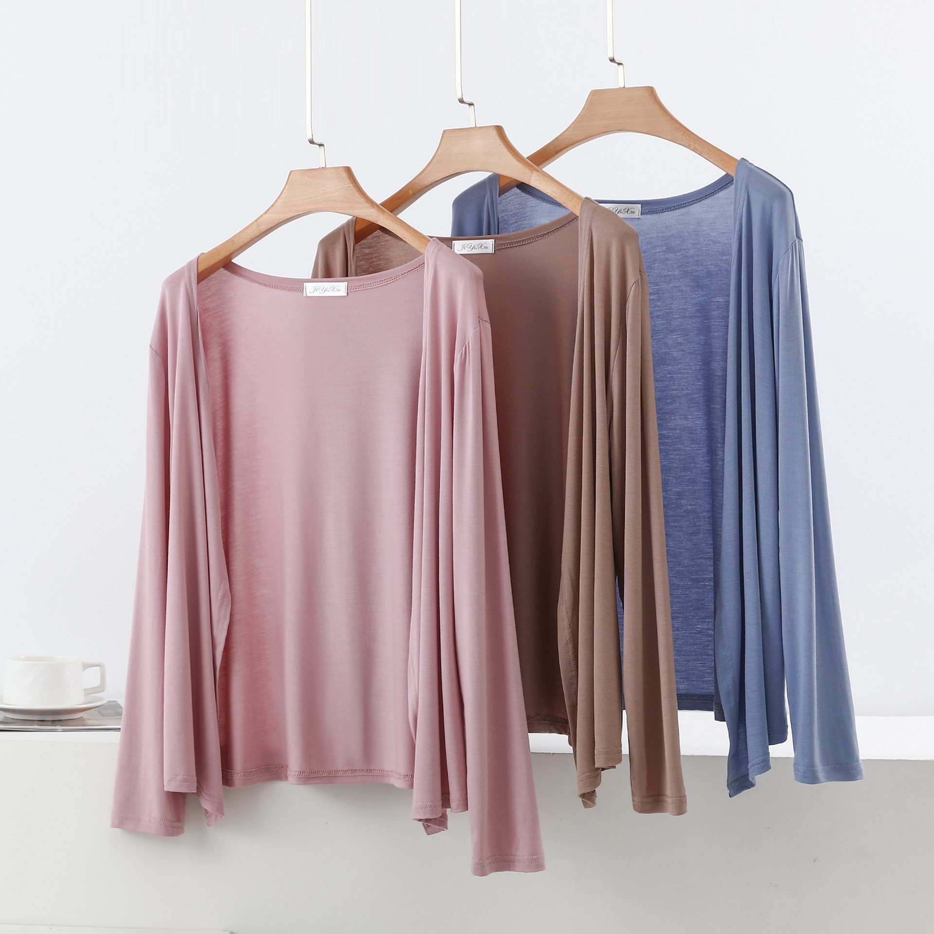 Cardigan Modal grande taille L à 6XL pour femme, chemise à manches longues, Protection solaire, ample, couverture climatisée, hauts ouverts sur le devant