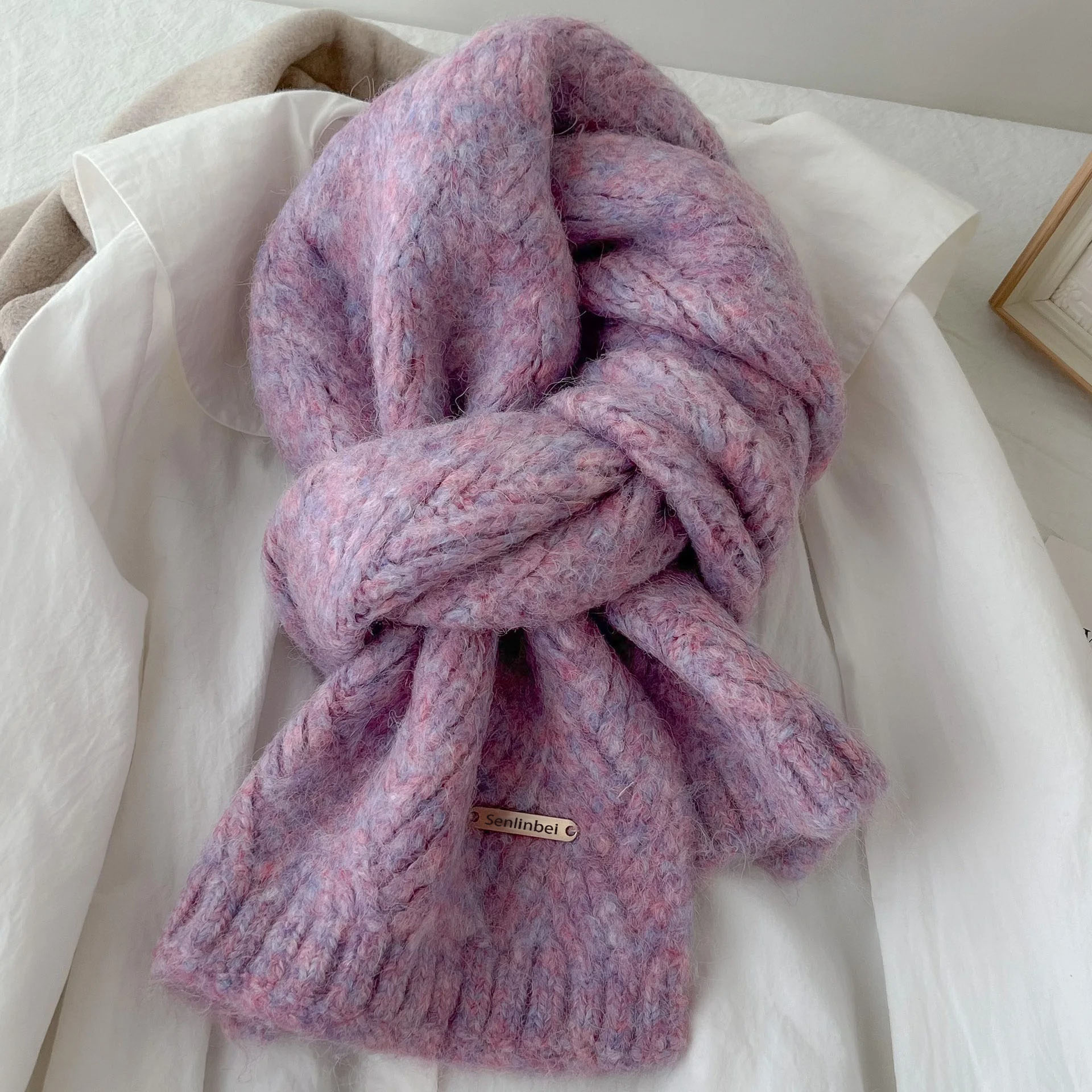 Écharpe en laine d'alpaga tricotée pour femmes, nouvelle version coréenne automne-hiver, polyvalente, épaisse et chaude