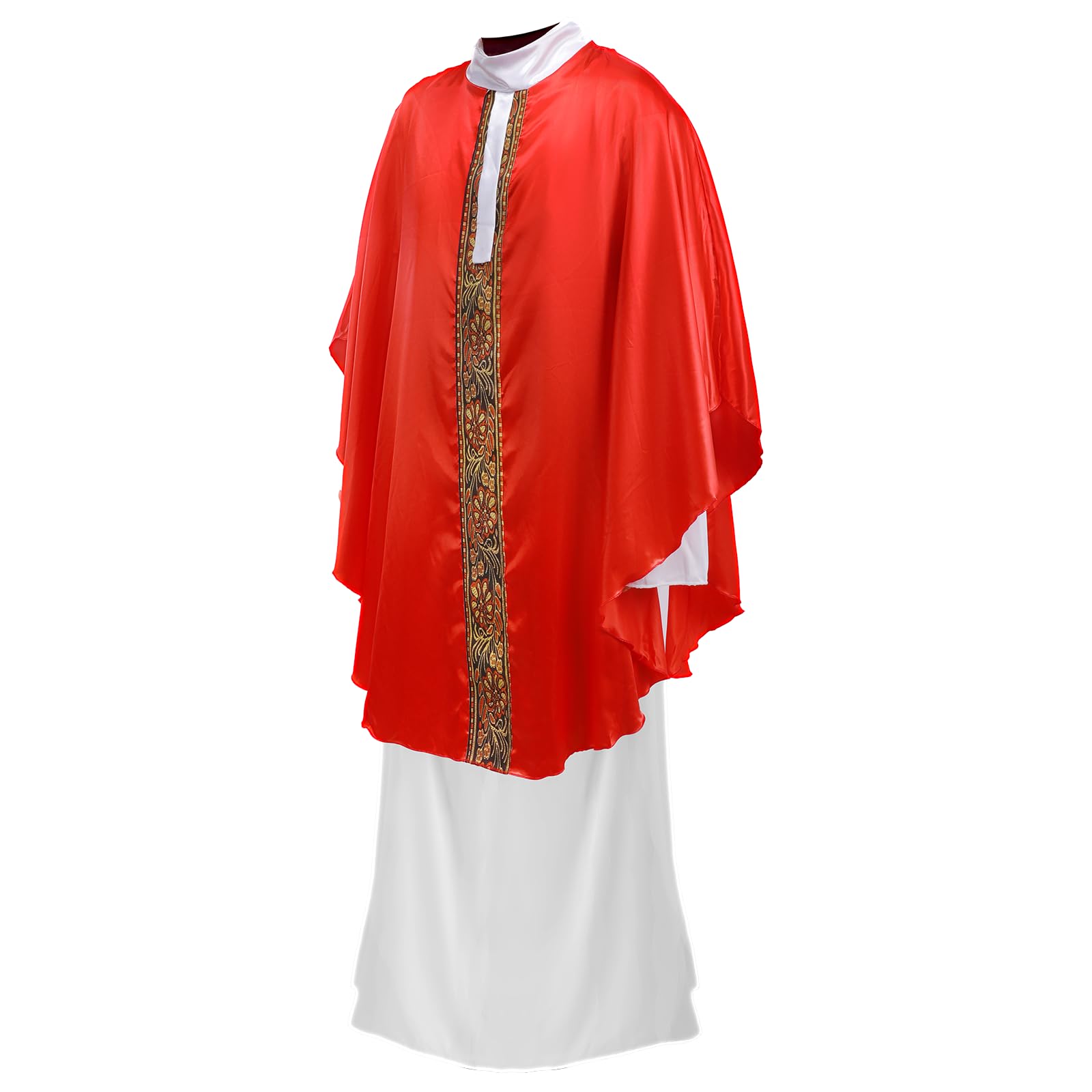 Costume de papa adulte, Robe de prêtre bénlique catholique, Poncho en papal rouge, chapeau, tenue de Cosplay d'halloween pour hommes