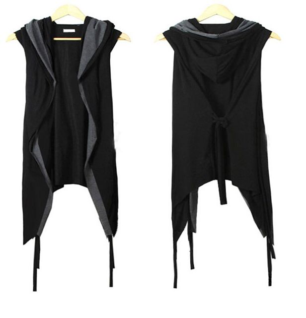 Manteau faux deux pièces pour hommes, décontracté, grande taille, nouveauté, tendance, populaire, sans manches, gilets à capuche et châle, hip hop