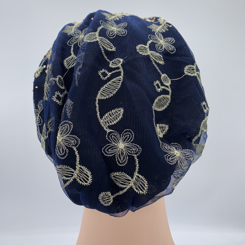 Turban à perles pour femmes, broderie, mode, couvre-chef musulman, Bonnets, chapeau de chimiothérapie