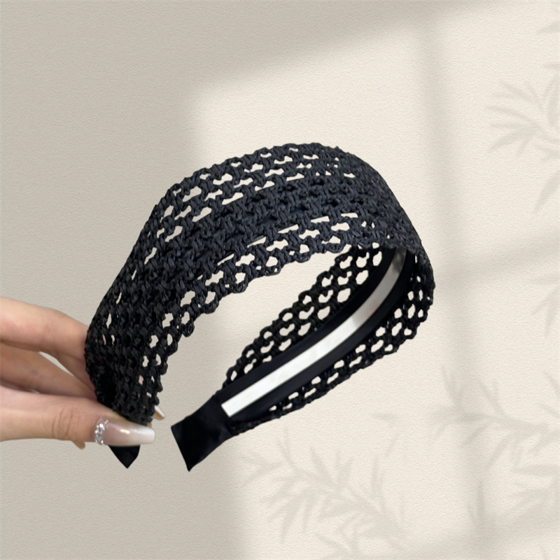 1PC Bandeau large style bohème pour femme, tressé, tricoté, accessoire de cheveux tendance pour les vacances d'été