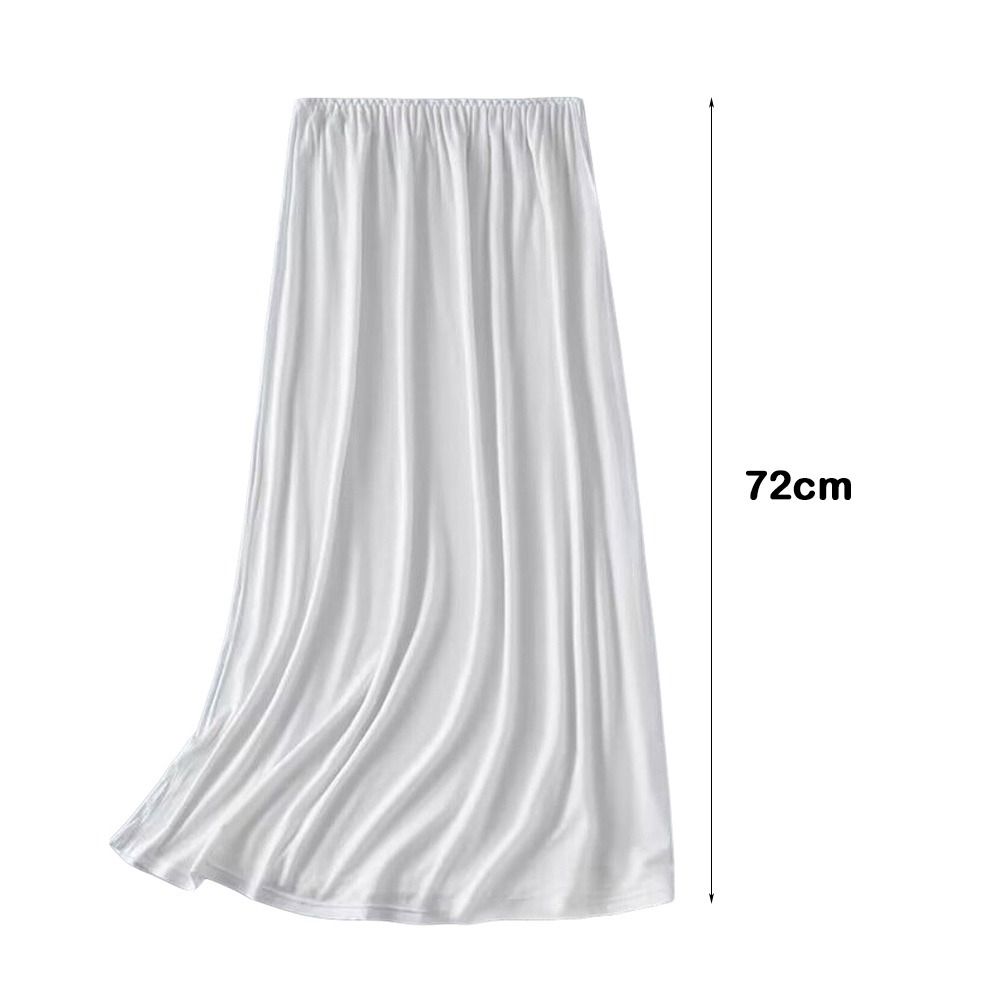 Jupe mi-longue en soie glacée fine pour femme, sous-jupe en dentelle anti-transparence, taille haute élastique anti-éclairement