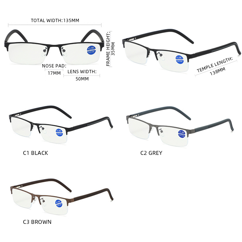 Marque Designer lunettes de lecture hommes femmes mode demi-monture presbyte lunettes Vintage affaires dioptrie lunettes + 1.0 1.5 2.0