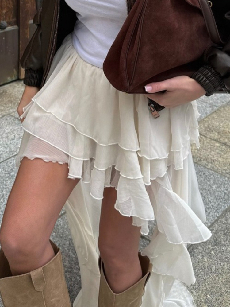 Tossy décontracté jupe irrégulière pour les femmes solide taille haute plis amples transparent mode Y2k jupes tenue femme 2025 jupes
