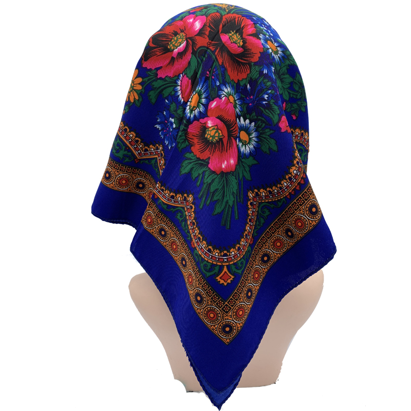 Foulard à imprimé floral russe pour femme, bandana carré, châle ethnique, bandeau de sauna, mouchoir Babushka, couvre-chef, 70x70cm