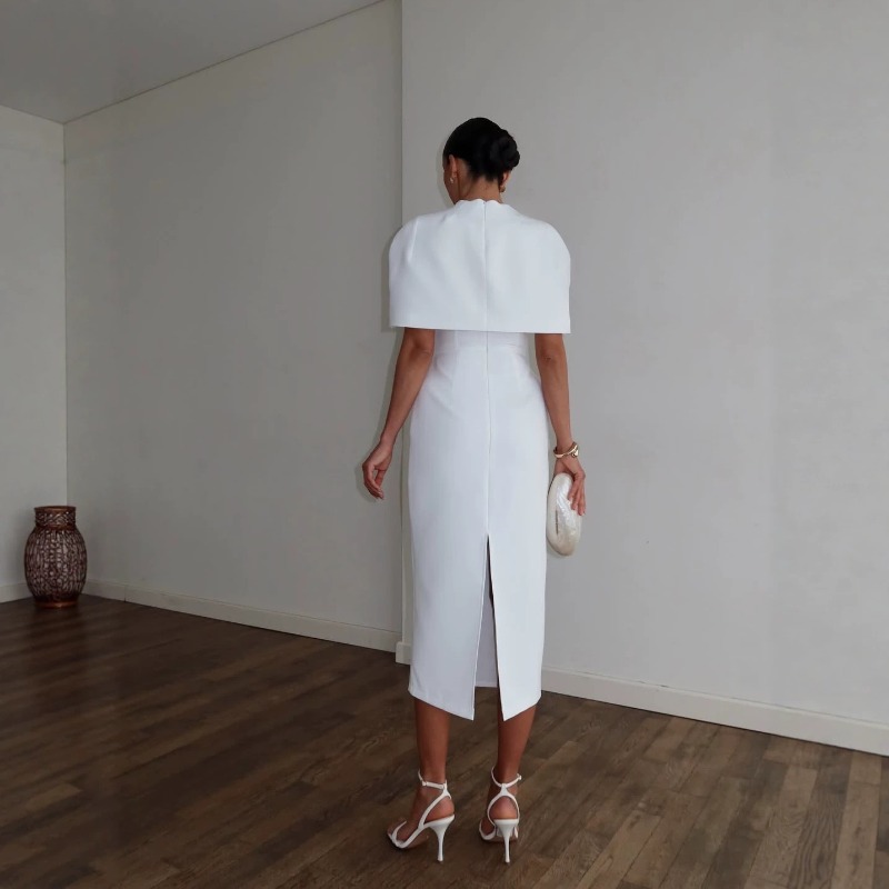 Ensemble élégant 2 pièces pour femme : Robe châle unie à manches courtes et taille ajustée, collection Printemps-Été 2026
