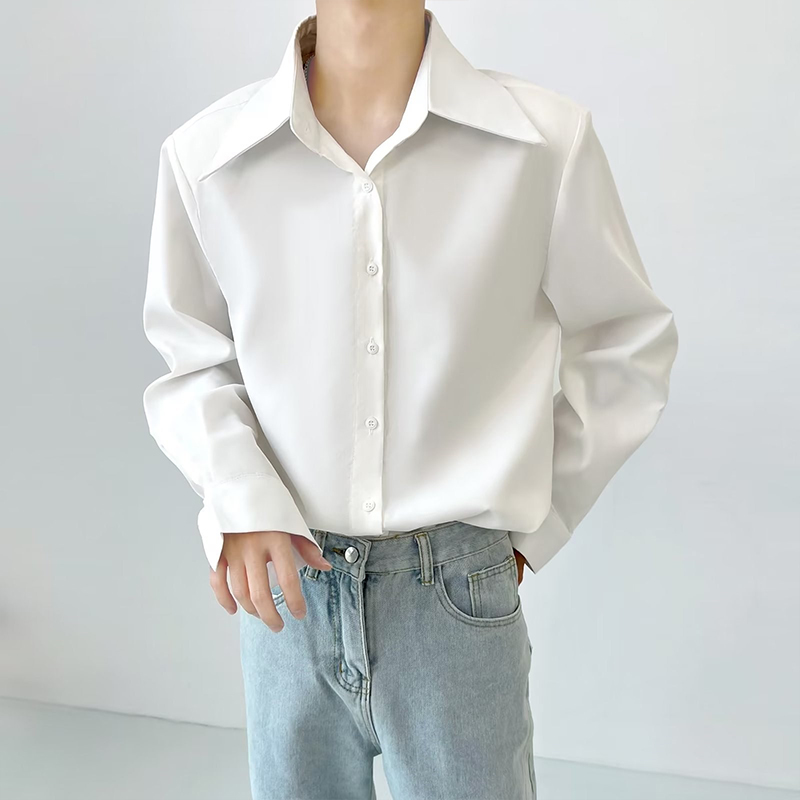 Vêtements de luxe de printemps pour hommes, chemises texturées décontractées, boutons à revers Vintage, couleur unie, manches longues, vêtements de base, 2025