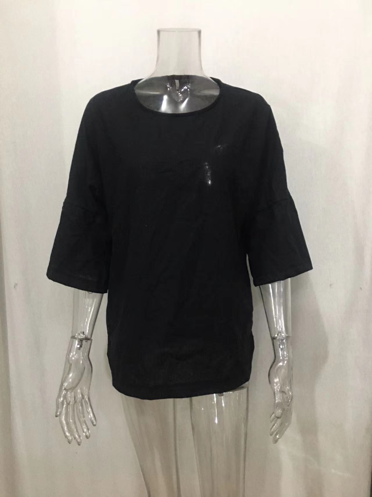 T-Shirt à Manches sulfen Coton et Lin pour Femme, Streetwear Vintage, Baggy, Col Rond, Grande Taille 5XL, Été