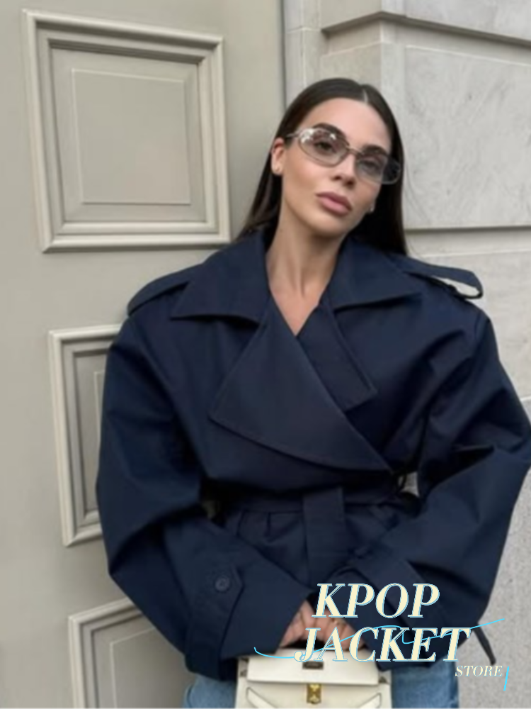 Élégant solide à lacets pardessus femmes Chic à manches longues revers col bouton manteau ample automne femme rue nouveau surdimensionné vêtements d'extérieur