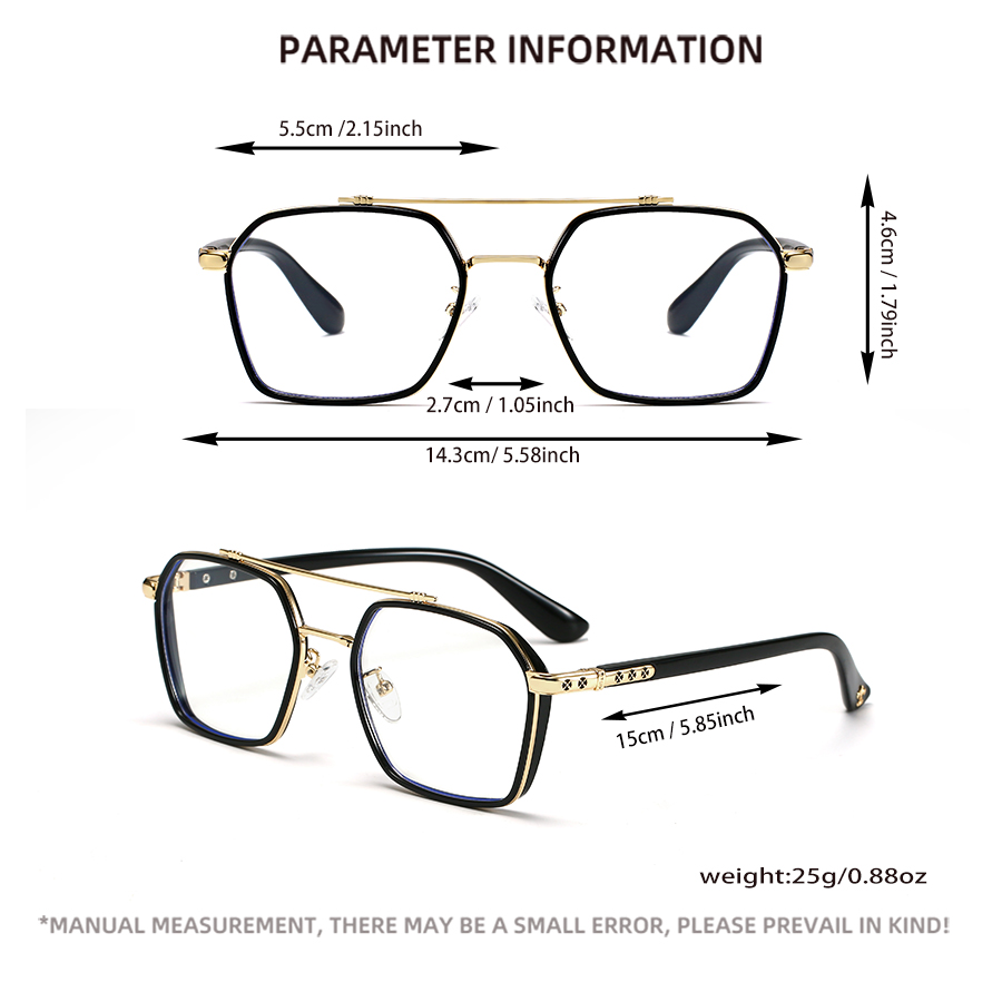 Lunettes de vue rétro à double pont avec verres transparents géométriques, pour hommes et femmes, idéales pour un usage quotidien