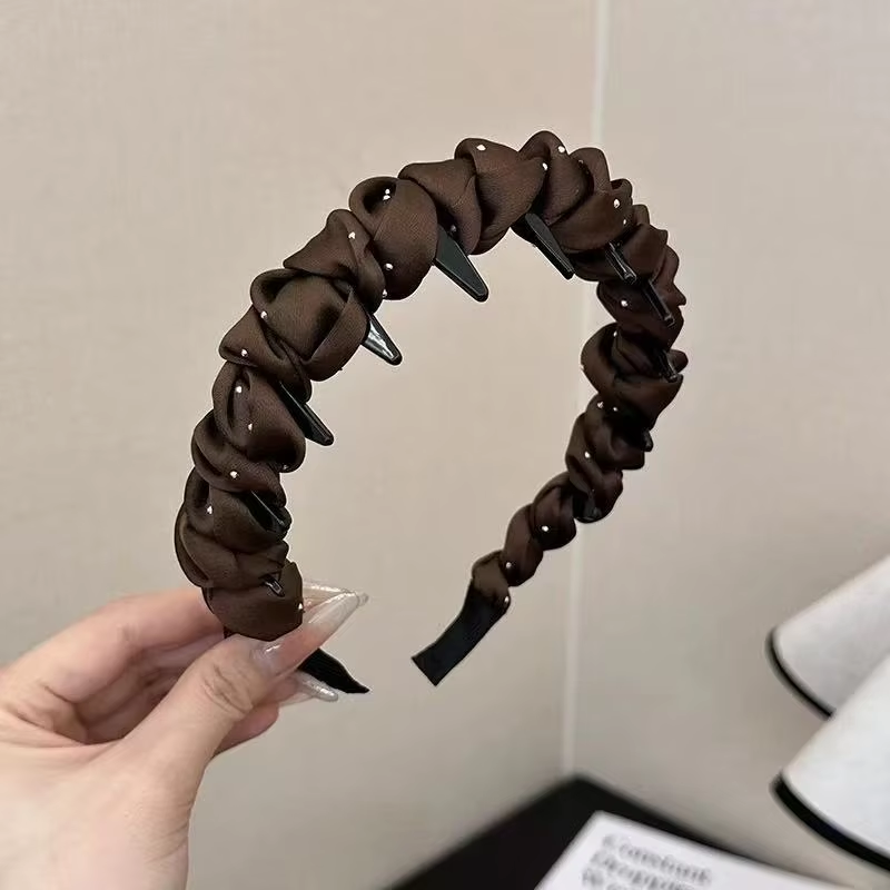 Serre-tête à couronne haute pour femmes, haut de gamme et tendance, antidérapant avec pince à cheveux à dents, accessoire de coiffure