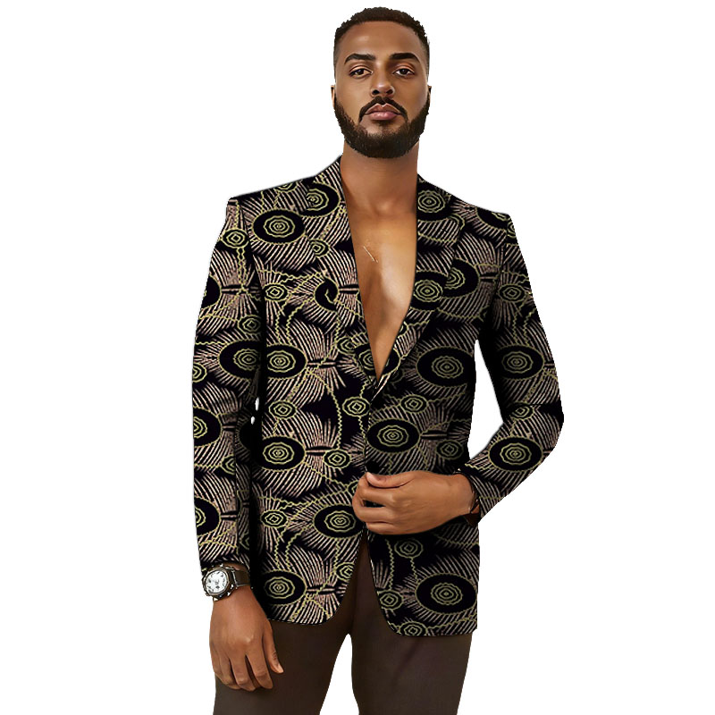 Blazer Homme Design Original, Veste de Costume Sur Mesure Style Africain, Imprimé Wax Vintage, Idéal pour Mariage et Soirée