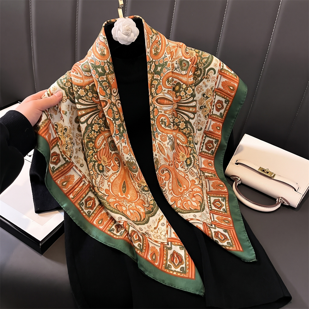 Nouveau Foulard Carré en Soie pour Femme, Marque de Luxe, 90 cm, Imprimé Satiné, Hijab, Écharpe, Paréo, Bandana, Châle, Bandeau, Foulard Musulman