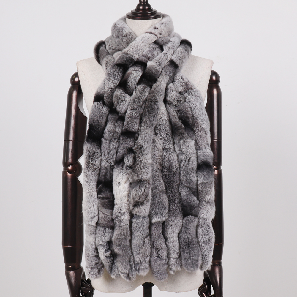 Écharpe en vraie fourrure de lapin Rex pour femme, 100% naturelle et douce, pour l'hiver
