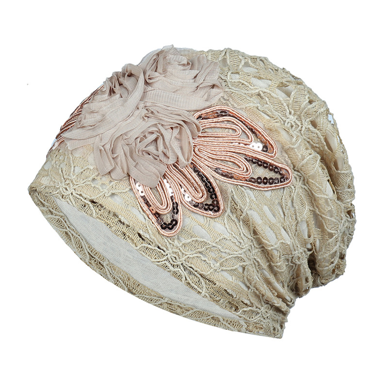 Femmes élégantes paillettes dentelle Turban casquette fleurs musulman chapeaux chapeau femme bandeau dames foulard Bonnet Turbante Mejur