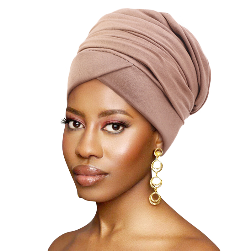 Turban musulman pour femme, chapeau turban, bandeau africain, soin des cheveux, turban en coton de couleur unie, bonnet à longue queue, casquettes hijab