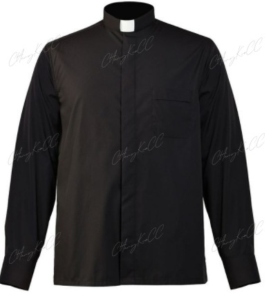 Chemise de Prêtre Pasteur Hommes Clergé Col à Onglet Montant Église Catholique Ministre Prédicateur Court Manches sulfY-Roman Blouse S-5XL