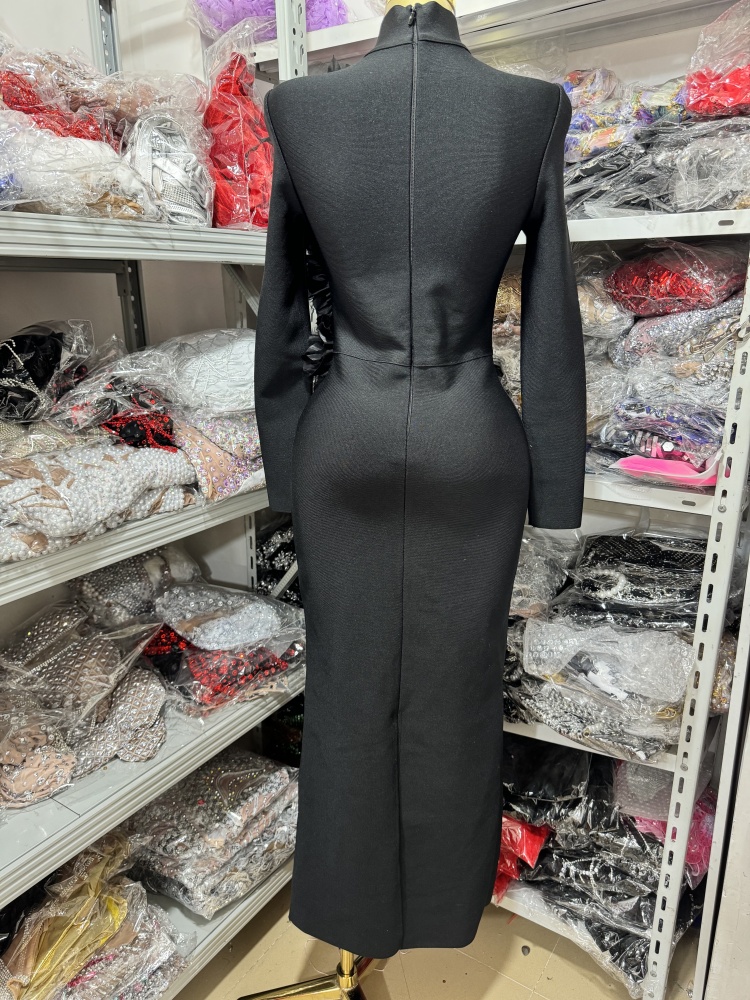 Robe longue à manches longues noire à fleurs pour femmes, nouvelle collection été, robe de soirée élégante et tendance