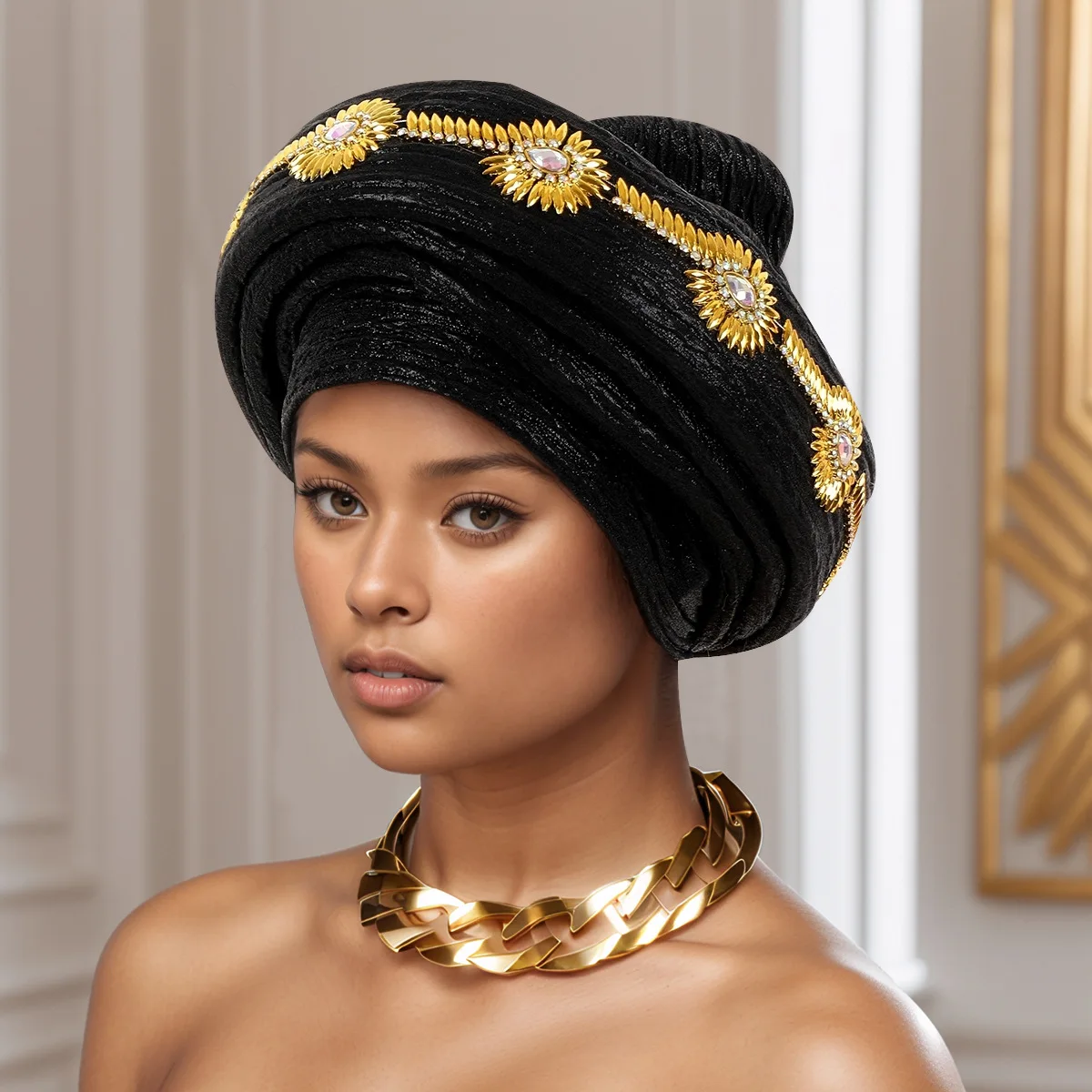 Nouveau Turban, Bonnet, Hijab, Foulard, Chapeau, Autogele Africain, Coiffe de Mariage Nigériane pour Femme
