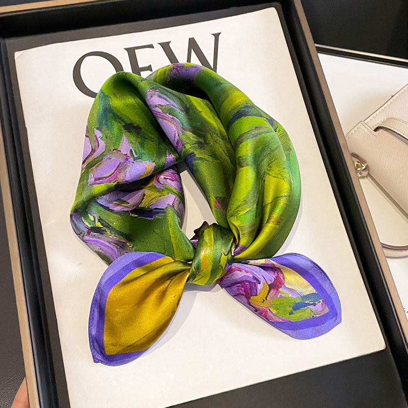 100% véritable Foulard en soie mode dame petit cou Foulard femme foulards femmes Hijab marque de luxe châle enveloppes Foulard