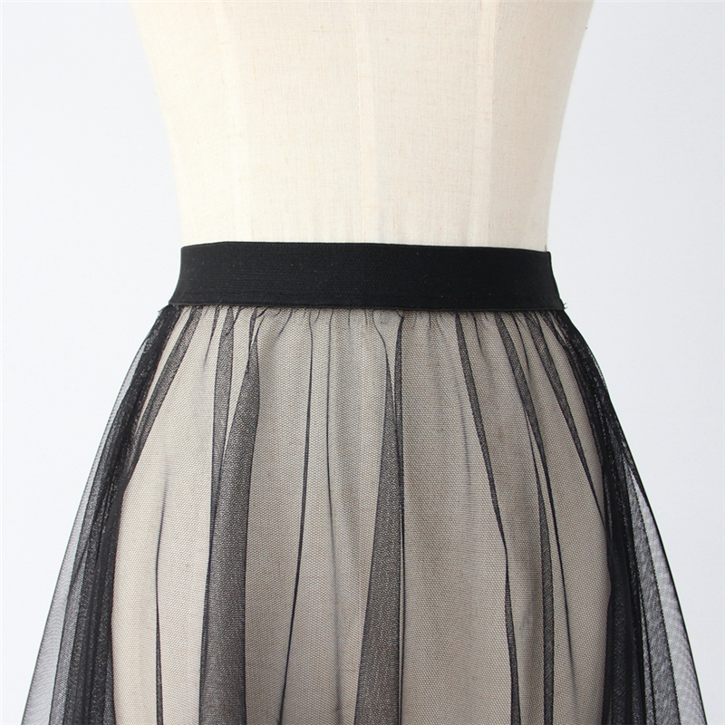 Jupe longue noire blanche en Tulle et dentelle pour femmes, jupon en maille, sous-jupe coréenne irrégulière de couverture, jupe Tutu pour filles, été