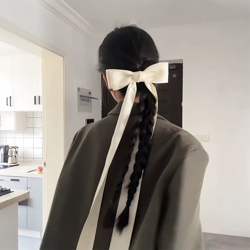 Pince à cheveux en ruban avec nœud doux pour filles, Barrettes à cheveux de Style français pour femmes, accessoires pour cheveux mignons