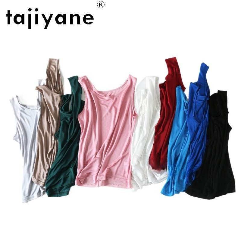 TAJIYANE 70% débardeurs en soie de mûrier pour femme élégant sans manches hauts d'été 2025 couleur unie gilet en soie dames vêtements