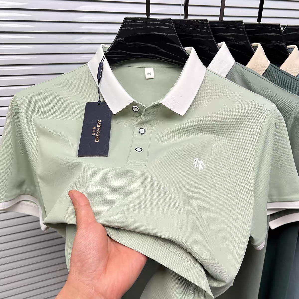 Premium mercerisé coton manches courtes polo shirt hommes tendance été marque de luxe en relief Design coréen décontracté revers respirant t t - shirt