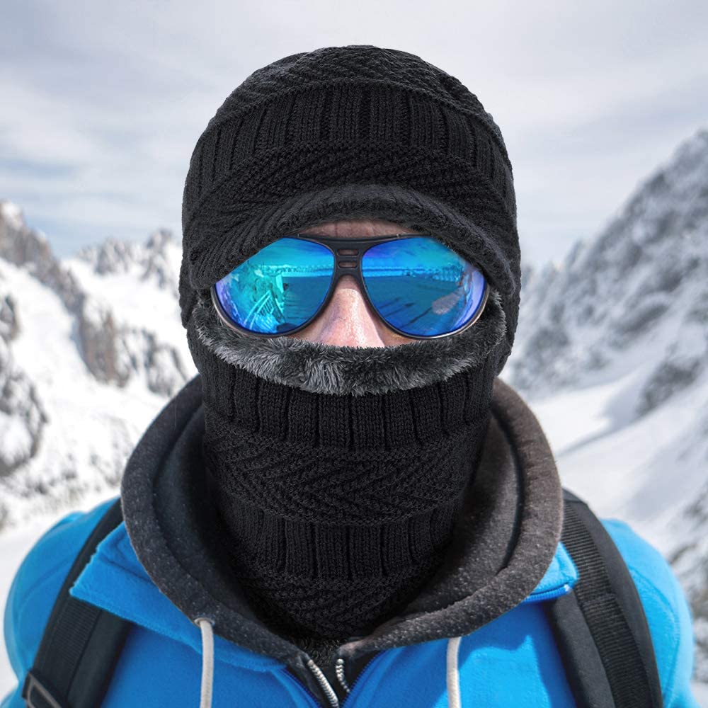 Chapeau d'hiver pour hommes Skullies bonnets chapeaux bonnets d'hiver pour hommes femmes laine écharpe casquette cagoule masque Bonnet tricoté chapeau pour femmes