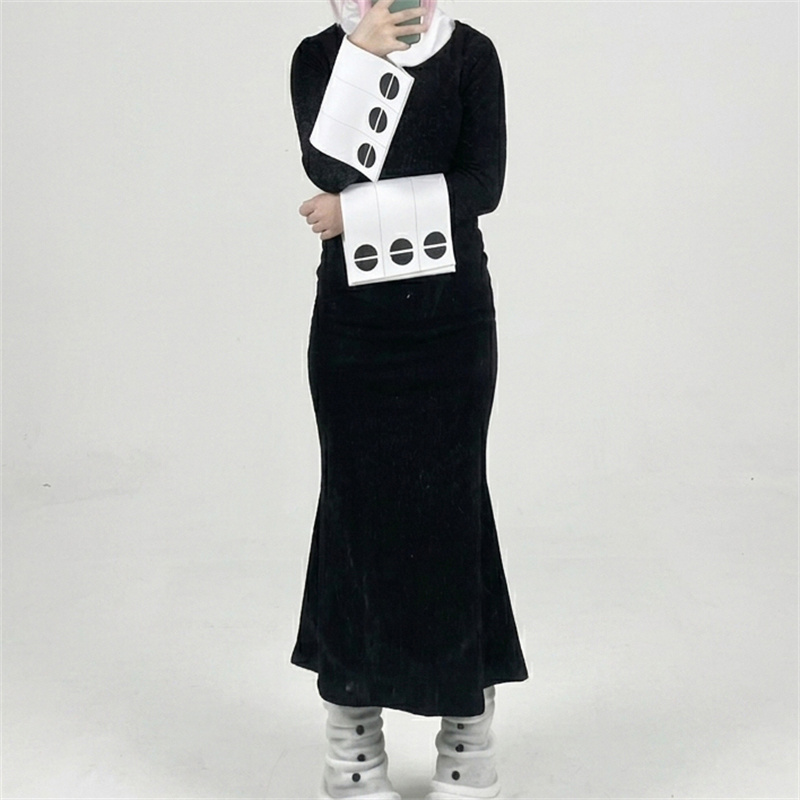 Costume de cosplay Anime Soul Eater Crona, ensemble complet avec chaussettes, manchettes, tenue pour fête d'Halloween, jeu de rôle, scène, vêtements de nonne, carnaval