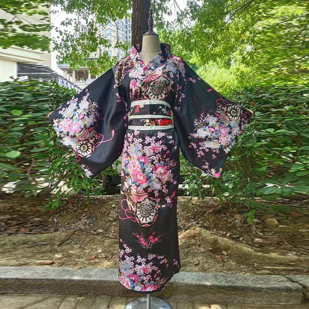 Costume de cosplay, kimono japonais traditionnel imprimé de fleurs, style japonais, robe kimono Sakura pour fille, élégance asiatique
