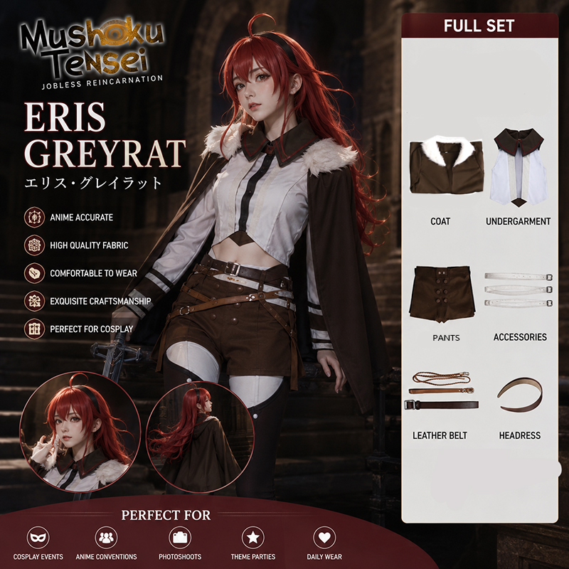 Costume de cosplay Eris Greyrat de Mushoku Tensei, tenue de cosplay Eris Greyrat, uniforme d'anime pour femmes, Comic Con, jeu de rôle, Halloween