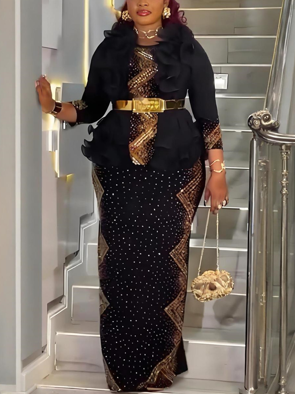 Robes africaines de luxe à sequins 2026 pour femme, robes de mariée turques élégantes, robe africaine de luxe