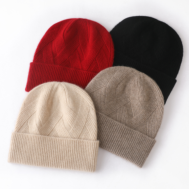 Femmes chapeau hiver nouveau 100% pur cachemire tricoté couvre-chef doux chaud chapeaux dame mode décontracté épaissir casquette qualité cachemire casquette