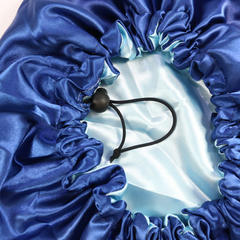 Bonnet en satin double couche extra large pour femme, bonnet de couchage doublé, bonnet de protection des cheveux, ficelle à proximité réglable