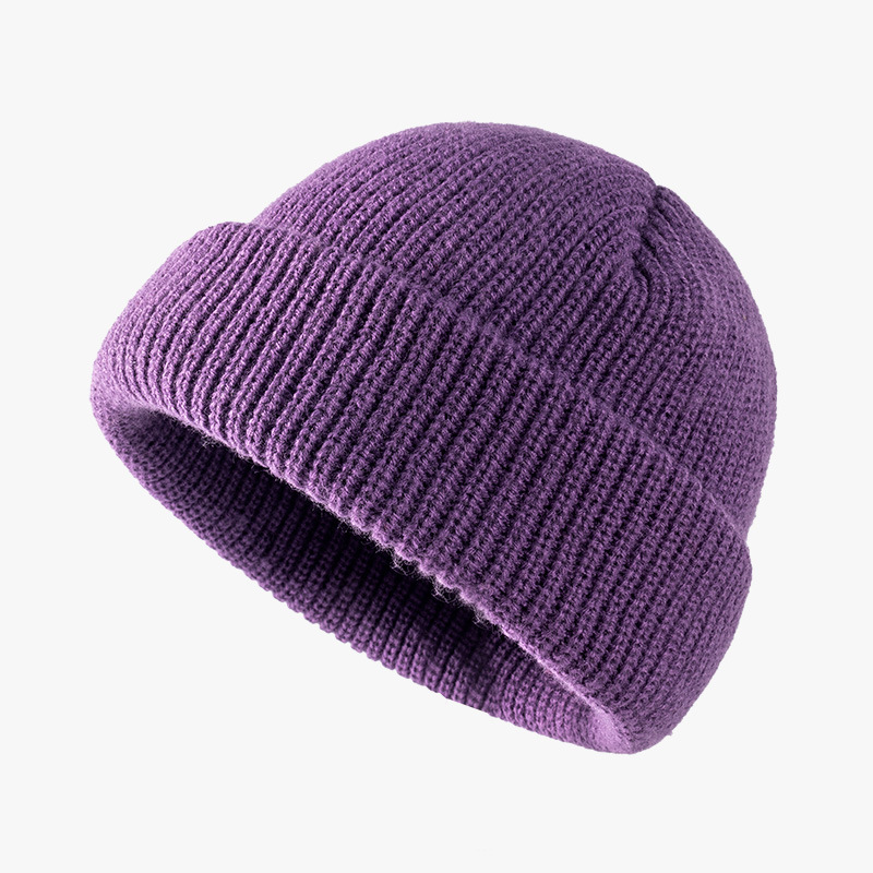 Bonnet tricoté pour femmes en saison d'automne et d'hiver, chapeau en peau de melon pour hommes, style court chaud, chapeau froid, chapeau en laine