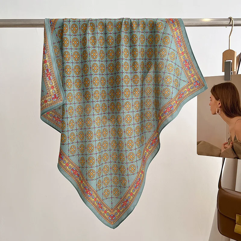 Foulard Carré en Velours Imprimé pour Femme, Design de Luxe, Doux, Tête, Hijab, Cravates, Bureau, Sauna, Cadeau