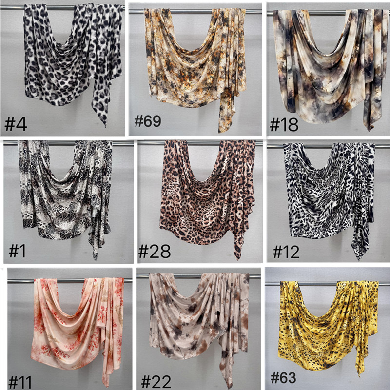 Hijab en jersey de coton hautement élastique, imprimé léopard et zèbre, respirant, en coton tricoté, châle de qualité supérieure pour femmes