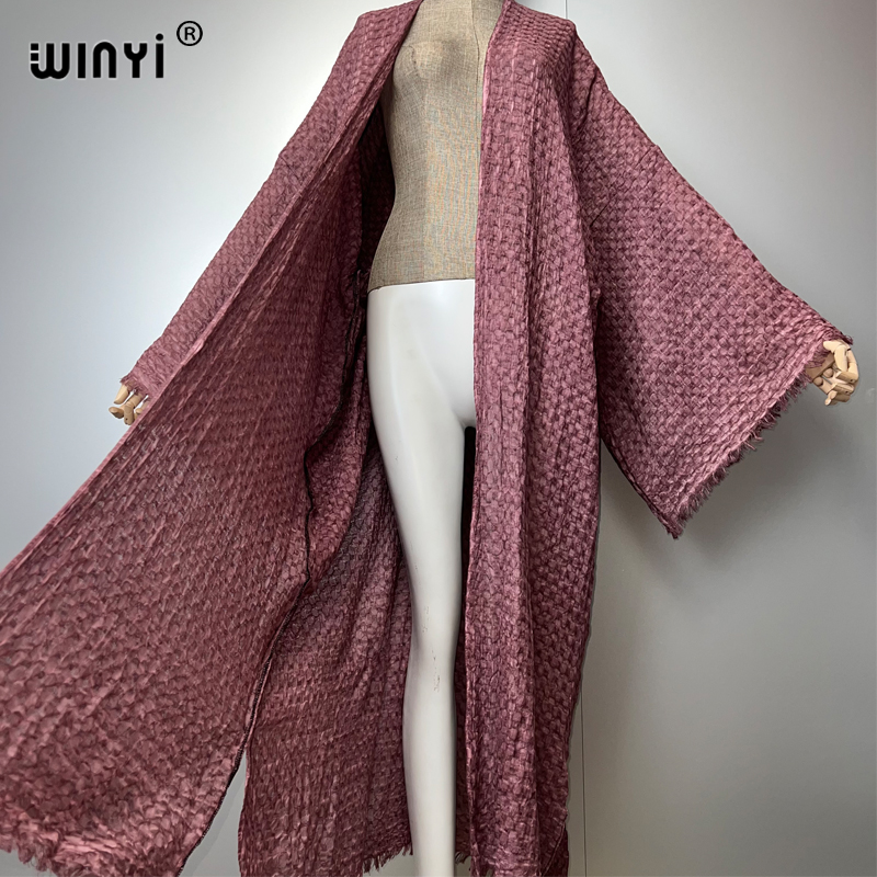 WINYI plage kimono teint à la main cardigan maillots de bain robe de soirée abaya dubaï luxe couvertures tenues de plage femmes maxi manteau caftan