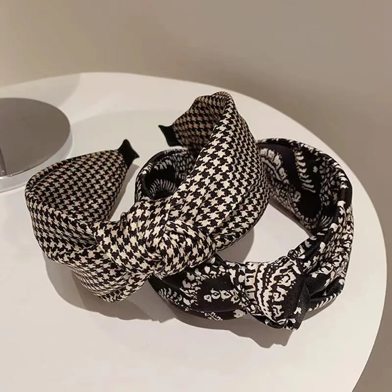 Bandeau noué en tissu de Style ethnique, accessoires de cheveux à bord large pour femmes et filles, bandeau antidérapant à la mode