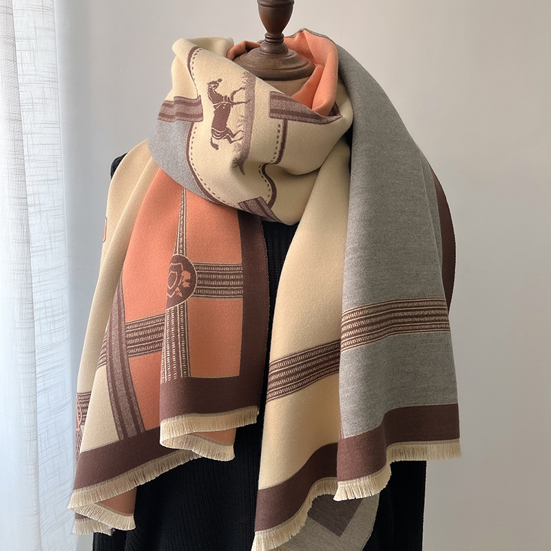 Écharpe Pashmina pour femme, châles et enveloppes, couverture en cachemire, étoles chaudes et épaisses pour l'extérieur, Bufanda, nouvelle collection automne hiver 2023
