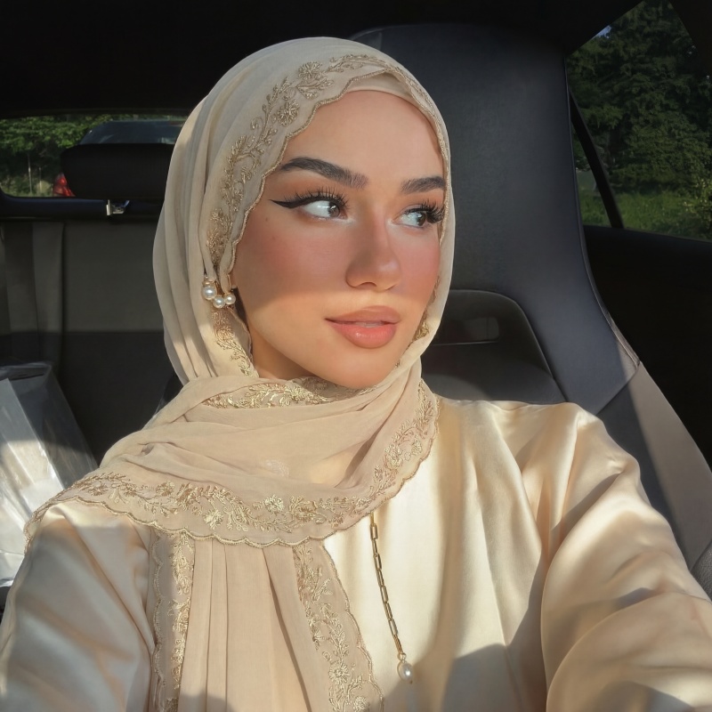 Hijab musulman de luxe en mousseline brodée, léger et doux pour la peau, élégant foulard bandana pour soirée, dîner ou rendez-vous