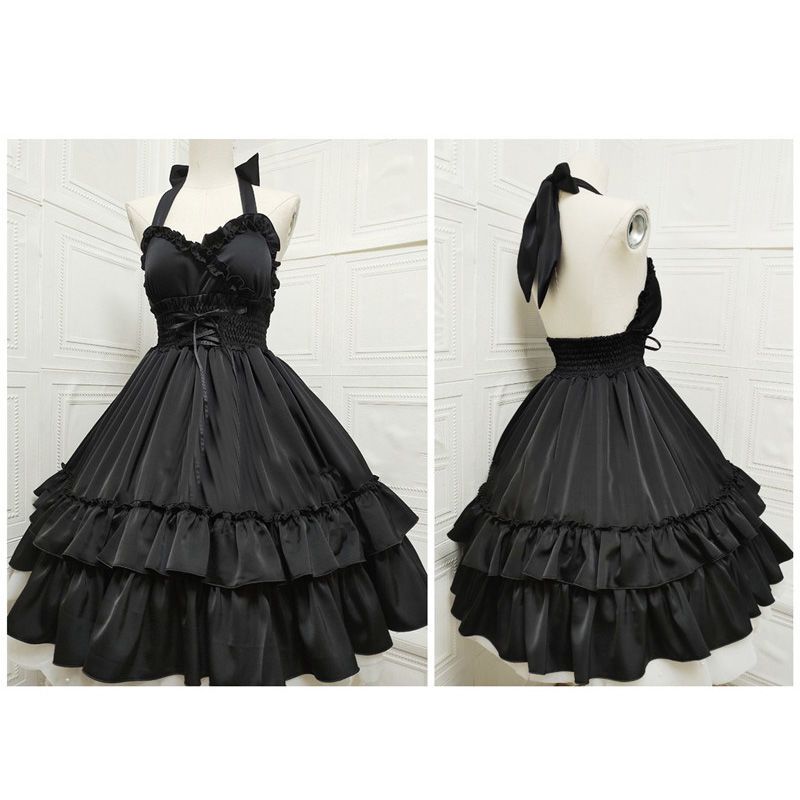 Robe mini sans manches en dentelle rouge bordeaux vintage pour femme, col nœud, taille haute, jupe à volants, élégante, style gothique lolita, pour fêtes