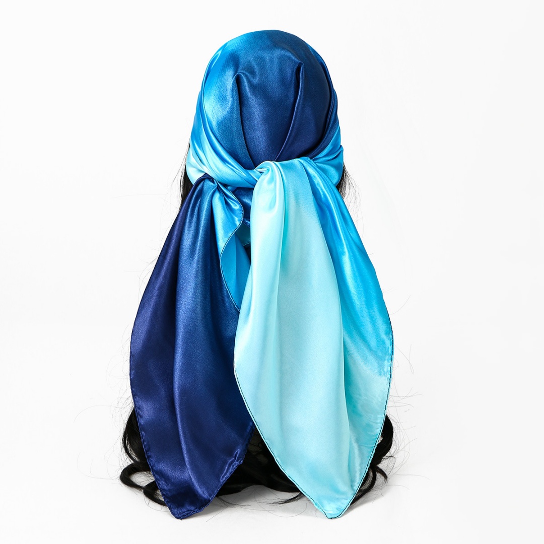Foulard carré en satin de soie 90x90cm pour femme, châle, bandeau, couvre-chef, hijab, bandana