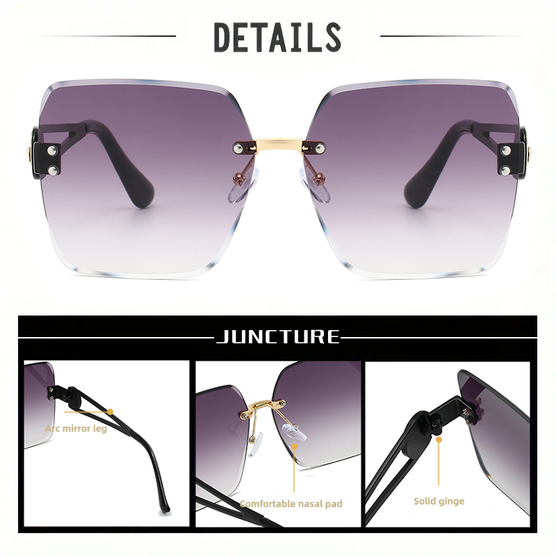 RUISIMO sans monture métal carré lunettes de soleil femmes hommes couleur claire marque exquise lunettes de soleil plage voyage mâle femme lunettes UV400