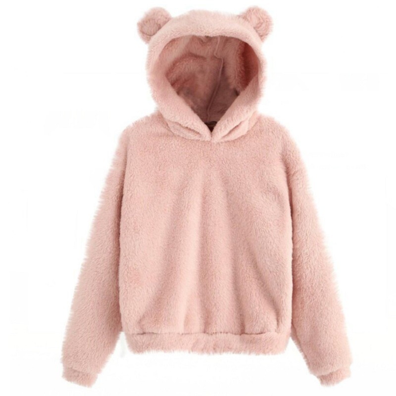 Hauts à capuche pour femmes Automne Hiver, Sweat-shirt à capuche oreilles de lapin à manches longues, en peluche mignon et chaud, style décontracté 2026