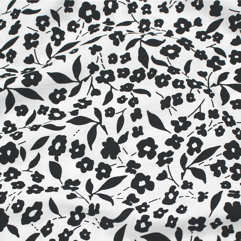Tissu Floral en pur coton noir et blanc, tissu imprimé tout coton de Style pastoral pour vêtements de robe pour femmes, tissu fait à la main